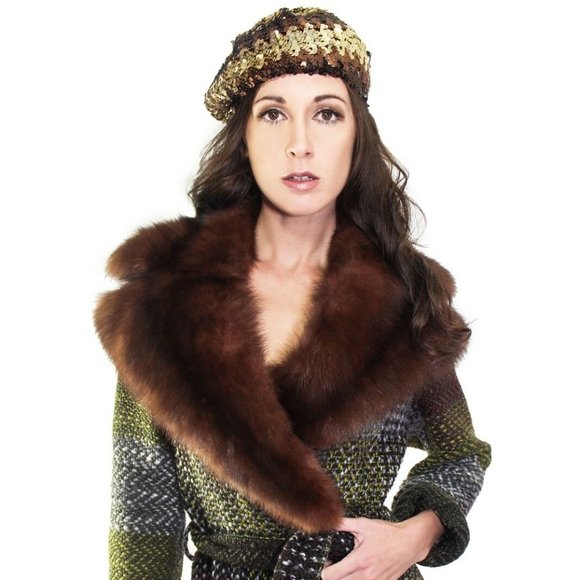 DOLCE & GABBANA Woven Wool and Fox Fur Collar Coat - Picture 2 of 10